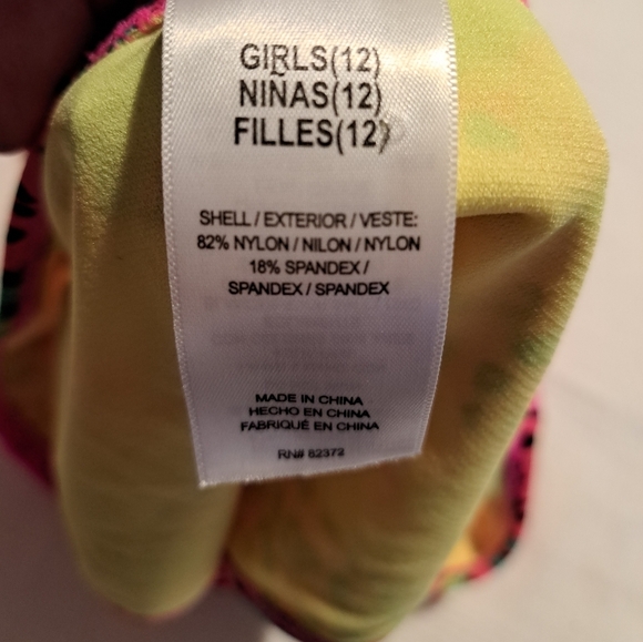 Breaking Waves girls size 12 bright floral print with pink ruffle bikini, NWT - Picture 4 of 7
